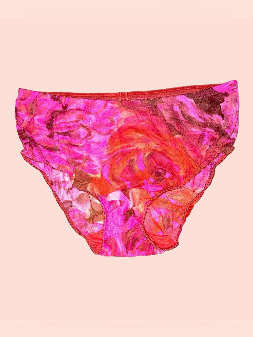 Vintage Red Pink Floral Bikini Panty